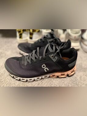 On Running Cloudrunner Sneakers in Black with Rose Gold Accent